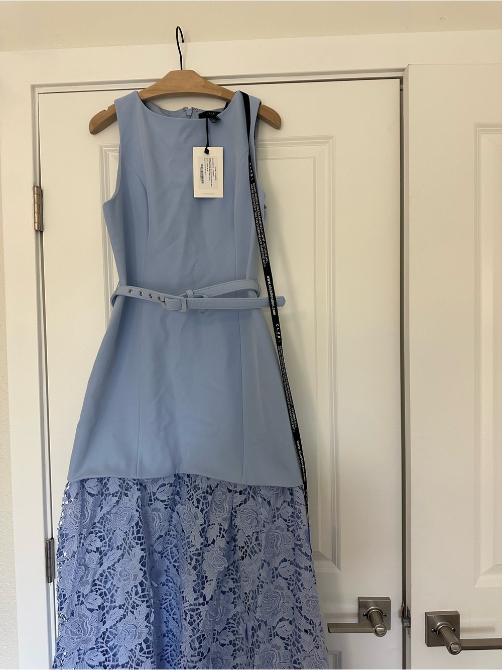 NWT Club L London Verena Powder Blue Lace Maxi Dress US 8